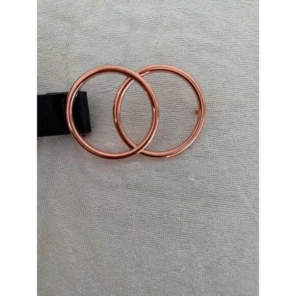 ASOS Black Double O-Ring Belt Rose Gold Hardware Size M - Picture 5 of 9